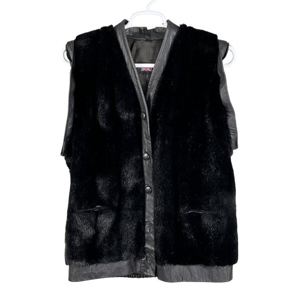 VTG Adolph Schuman For Lilli Ann L Leather Faux Fur Zip-Off Sleeve Vest Jacket - Picture 5 of 16
